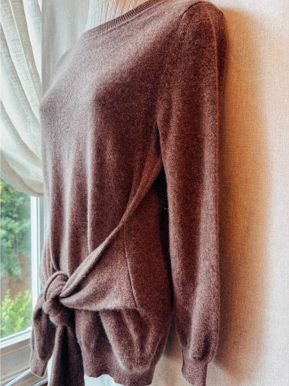 🤎 Antonio Melani 100% Cashmere Sweater | Brown Cocoa Heather | XS Taupe - Picture 2 of 8